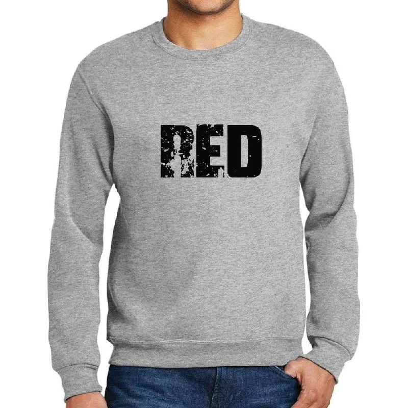 Men's Printed Graphic Sweatshirt Popular Words RED Grey Marl