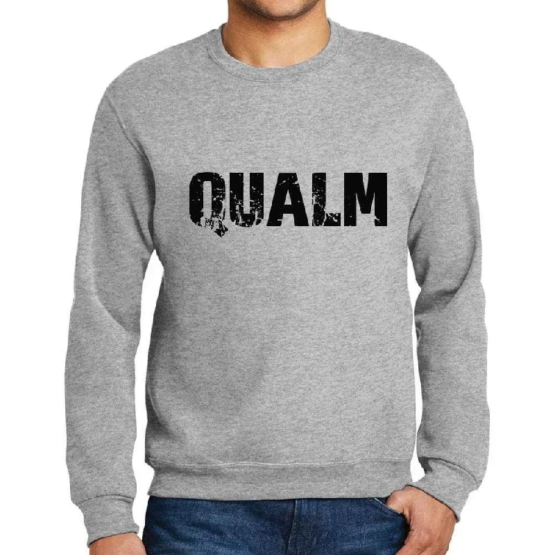 Men's Printed Graphic Sweatshirt Popular Words QUALM Grey Marl