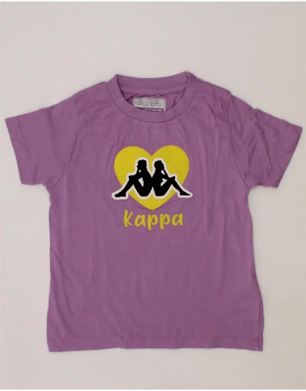 KAPPA Girls Graphic T-Shirt Top 5-6 Years Purple Cotton