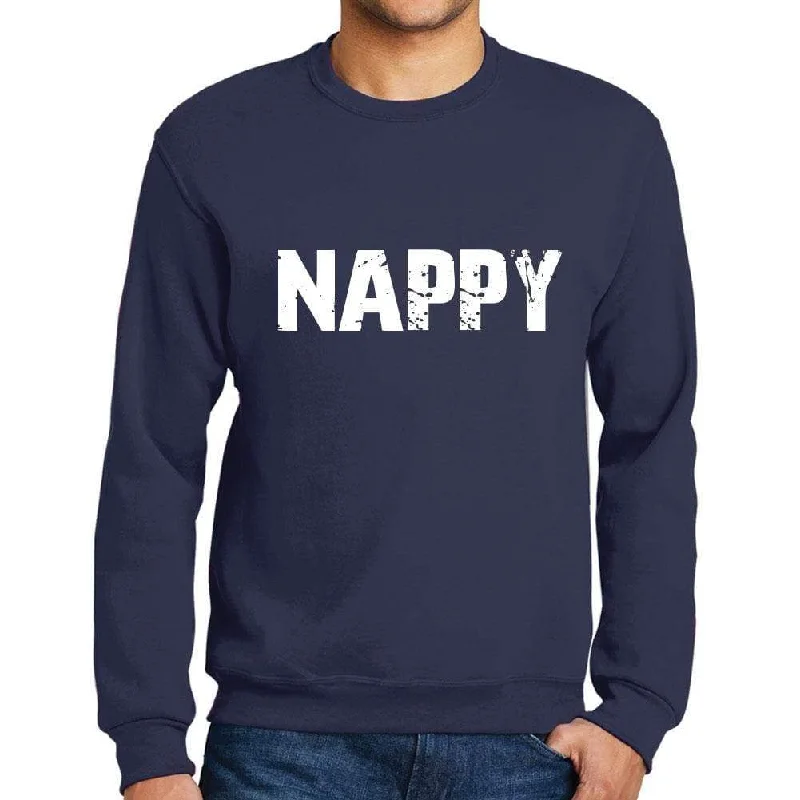 Men's Printed Graphic Sweatshirt Popular Words NAPPY French Navy