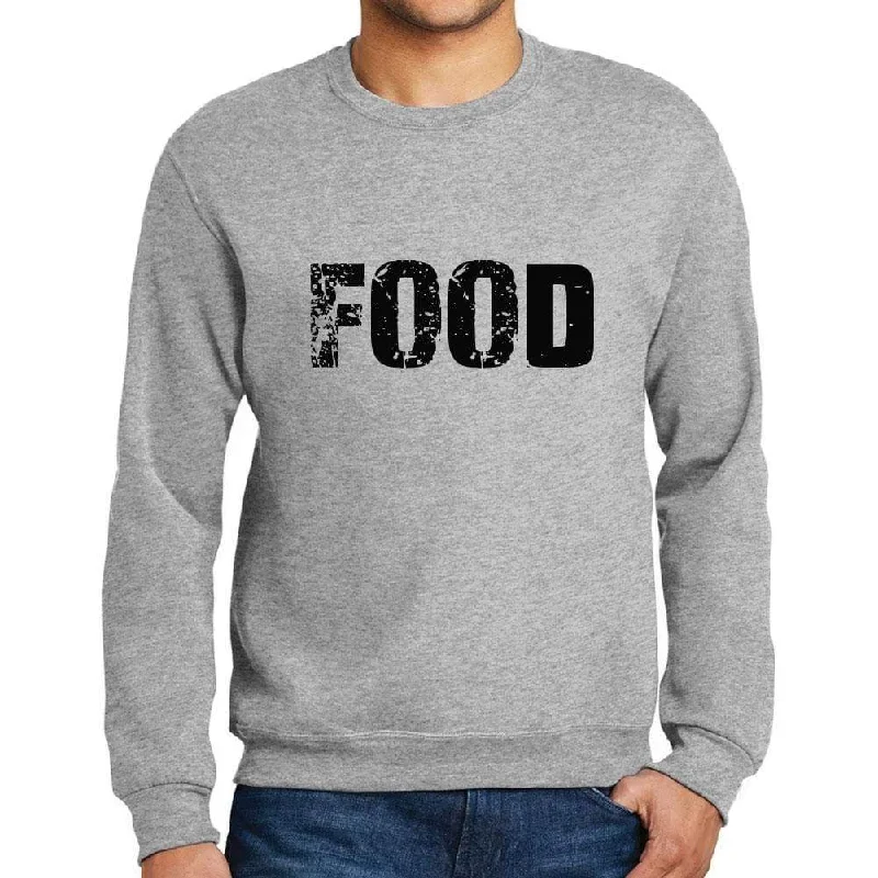 Men's Printed Graphic Sweatshirt Popular Words FOOD Grey Marl