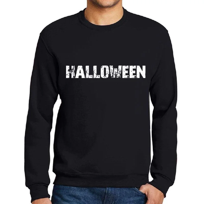 Men's Printed Graphic Sweatshirt Popular Words HALLOWEEN Deep Black