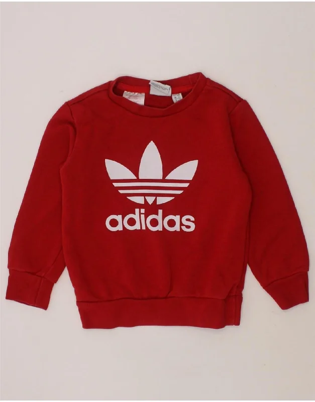 ADIDAS Baby Boys Graphic Sweatshirt Jumper 18-24 Months Red Cotton