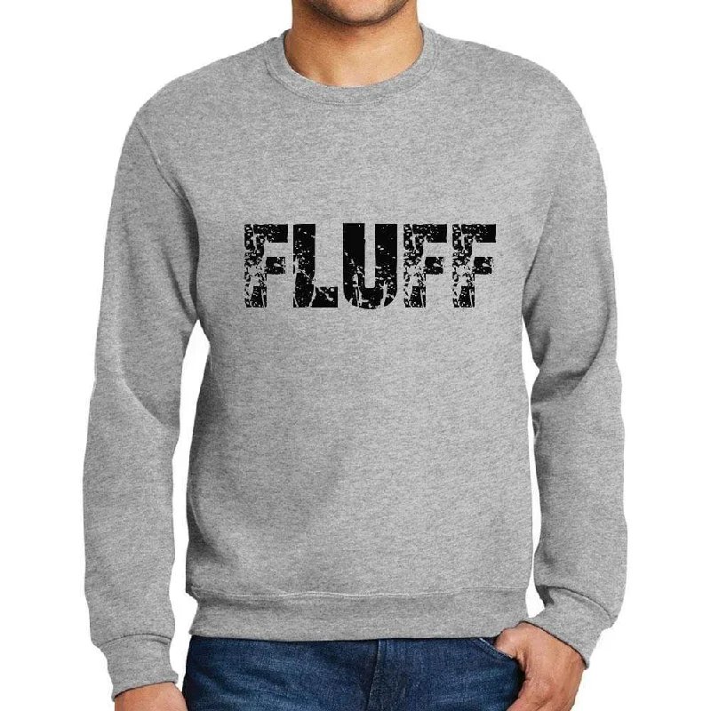 Men's Printed Graphic Sweatshirt Popular Words FLUFF Grey Marl