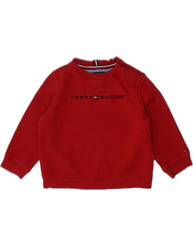 TOMMY HILFIGER Baby Boys Graphic Sweatshirt Jumper 18-24 Months Red Cotton