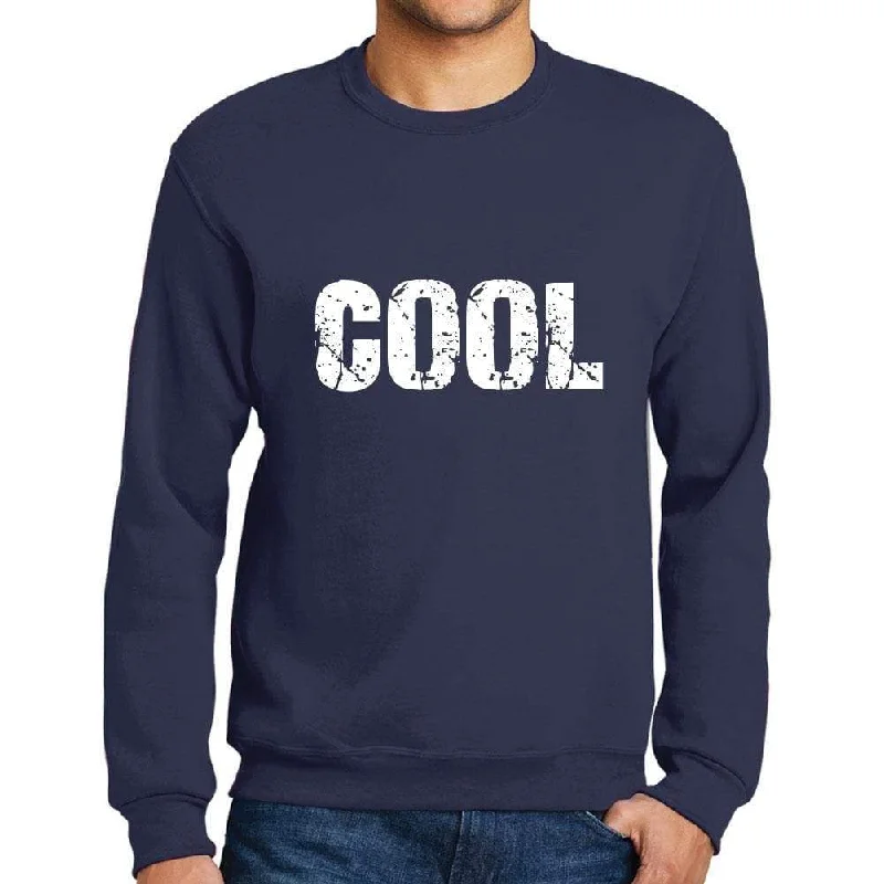 Men's Printed Graphic Sweatshirt Popular Words COOL French Navy