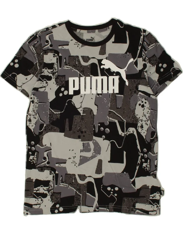 PUMA Boys Graphic T-Shirt Top 13-14 Years  Grey Colourblock Cotton