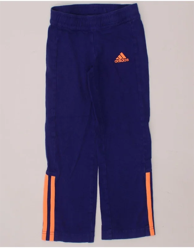 ADIDAS Girls Tracksuit Trousers 3-4 Years Blue Cotton