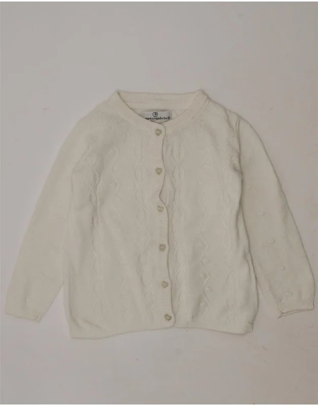 NAZARENO GABRIELLI Baby Girls Cardigan Sweater 18-24 Months White Cotton