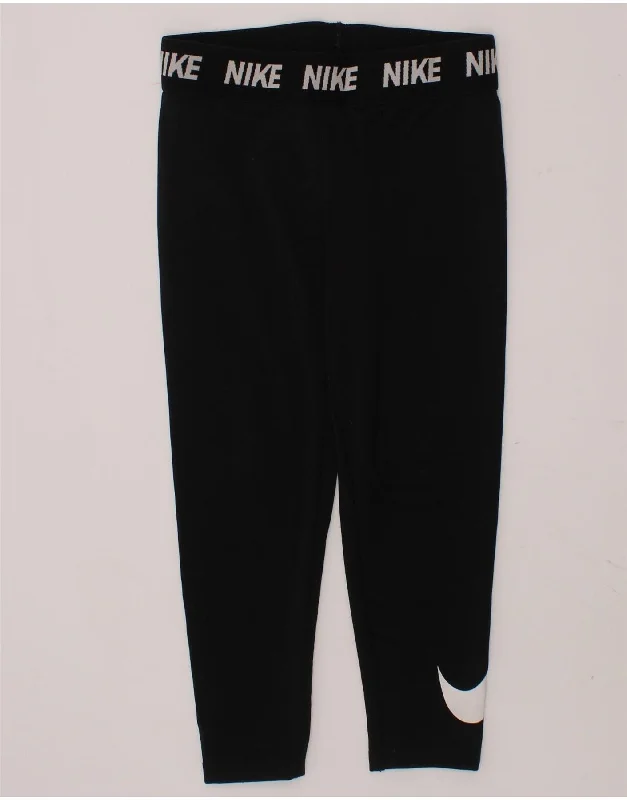 NIKE Girls Dri Fit Graphic Leggings 4-5 Years Small  Black Polyester