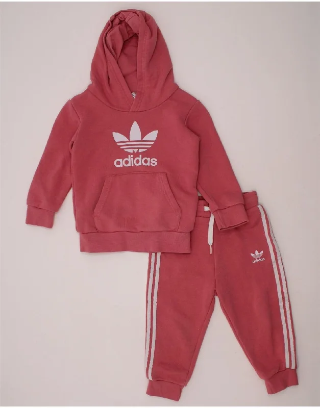 ADIDAS Baby Girls Graphic Full Tracksuit 18-24 Months  Pink Cotton