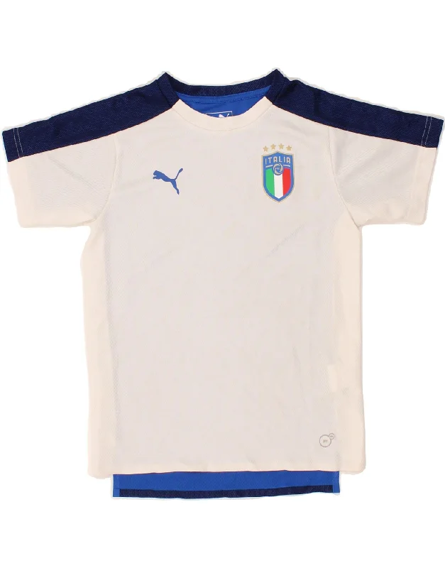 PUMA Boys Italia Graphic T-Shirt Top 9-10 Years White Colourblock