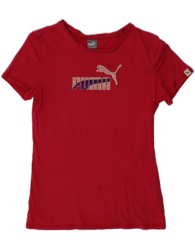 PUMA Girls Graphic T-Shirt Top 13-14 Years XL Red Cotton