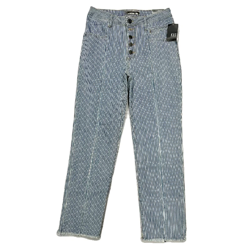 Jeans Straight By Kut In Blue & White, Size: 4