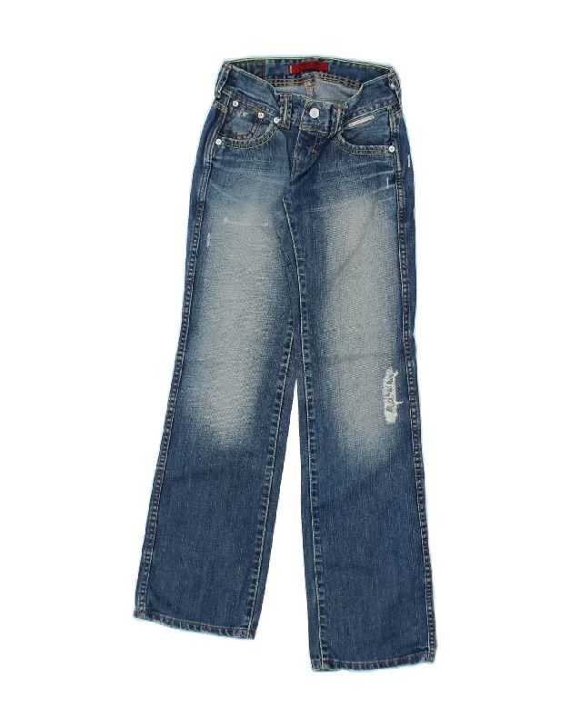 LEVI'S Girls Distressed Bootcut Jeans 9-10 Years W25 L30 Blue Cotton