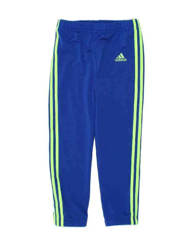 ADIDAS Boys Tracksuit Trousers Joggers 3-4 Years Blue Polyester