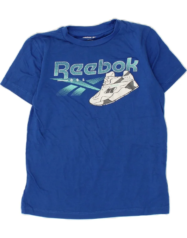 REEBOK Boys Graphic T-Shirt Top 7-8 Years Small Blue Cotton