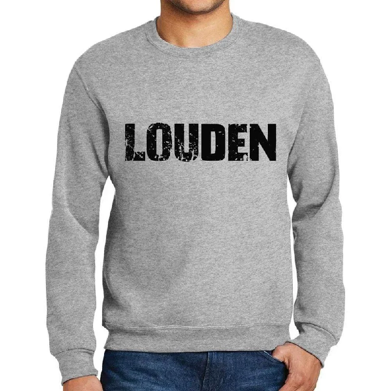 Men's Printed Graphic Sweatshirt Popular Words LOUDEN Grey Marl