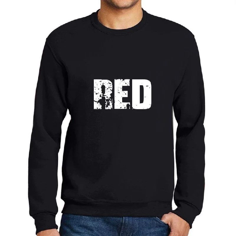 Men's Printed Graphic Sweatshirt Popular Words RED Deep Black