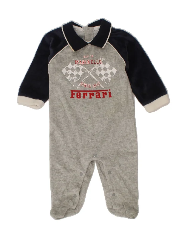 FERRARI Baby Boys Graphic Jumpsuit 0-3 Months  Grey Colourblock Cotton