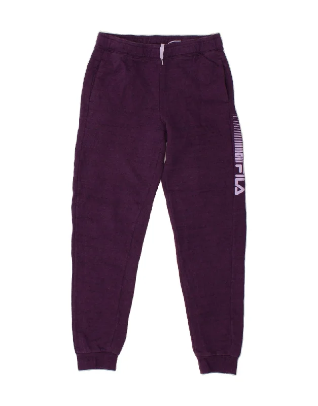 FILA Girls Graphic Tracksuit Trousers Joggers 14-15 Years XL Purple Cotton