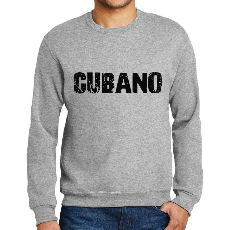 Men's Printed Graphic Sweatshirt Popular Words CUBANO Grey Marl