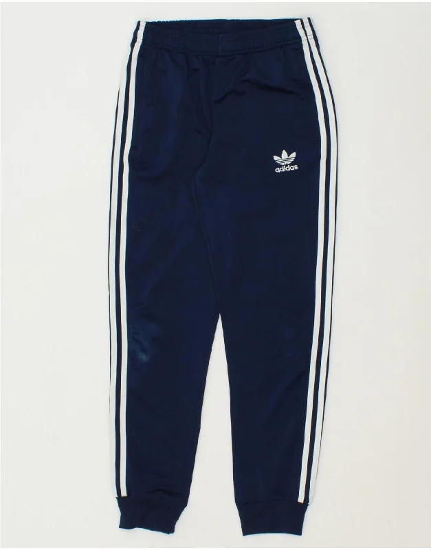 ADIDAS Boys Tracksuit Trousers Joggers 11-12 Years Navy Blue Polyester