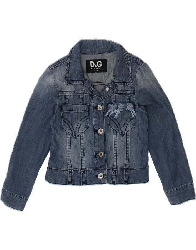 DOLCE & GABBANA Baby Girls Denim Jacket 9-12 Months Blue Cotton