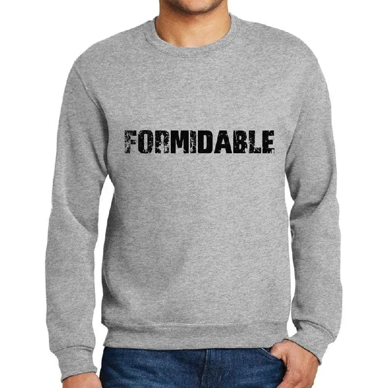 Men's Printed Graphic Sweatshirt Popular Words FORMIDABLE Grey Marl