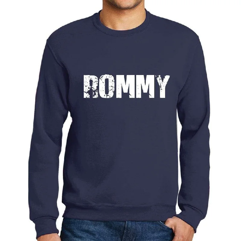 Men's Printed Graphic Sweatshirt Popular Words ROMMY French Navy