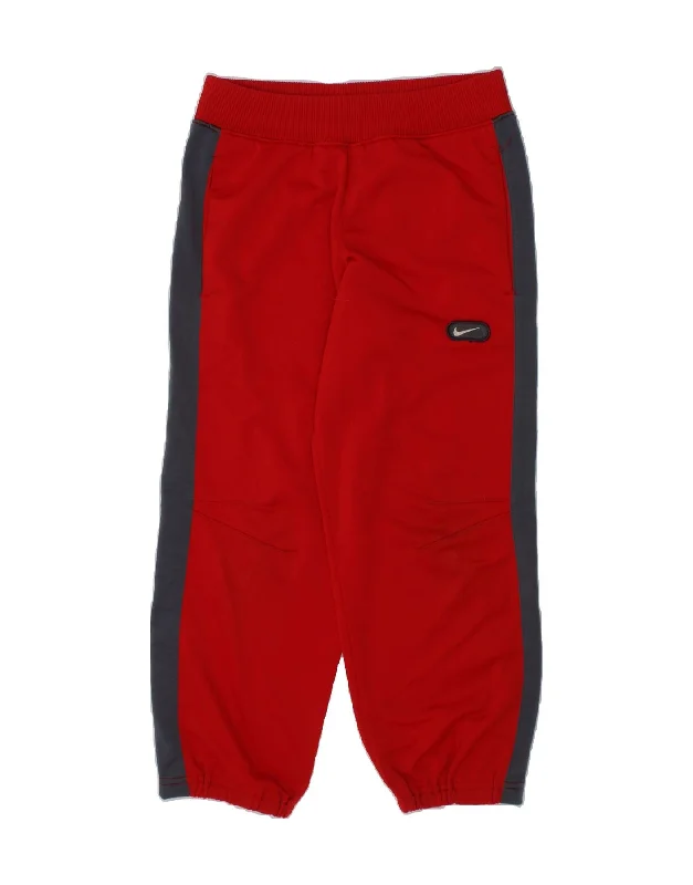 NIKE Girls Tracksuit Trousers Joggers 5-6 Years Medium  Red Colourblock