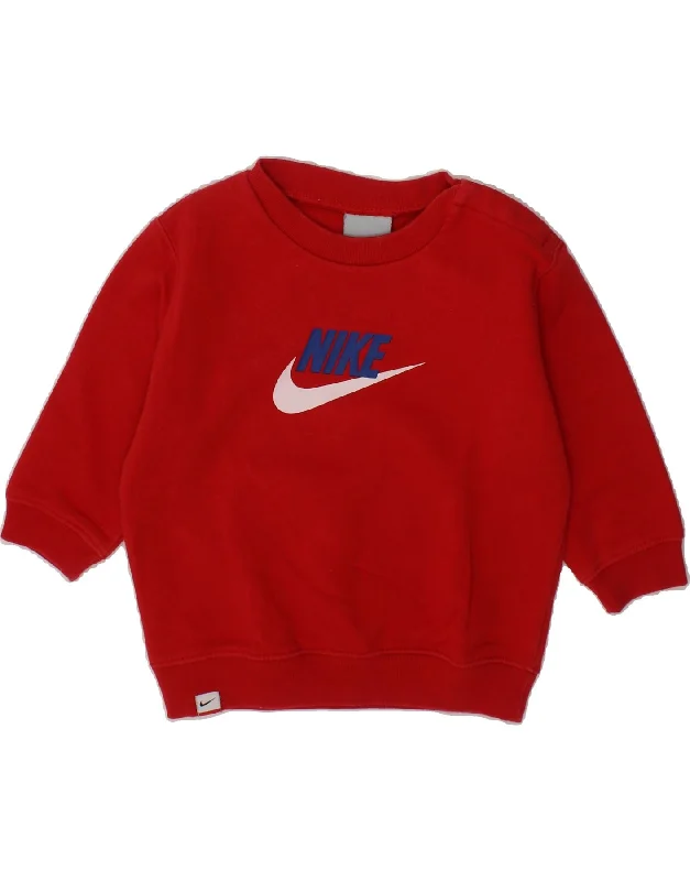 NIKE Baby Boys Graphic Sweatshirt Jumper 12-18 Months Red Cotton