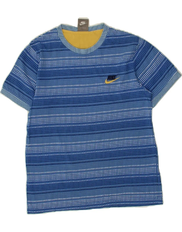 NIKE Boys T-Shirt Top 8-9 Years Small  Blue Striped Cotton