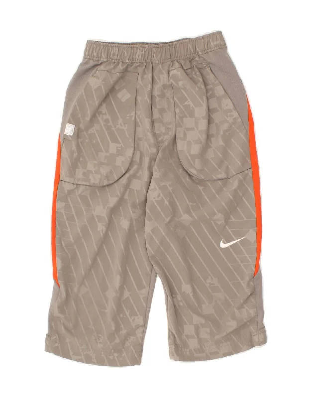 NIKE Boys Capri Tracksuit Trousers 10-11 Years Medium Grey Striped