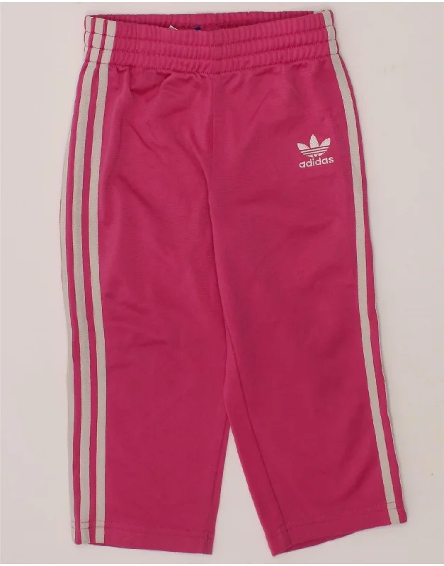 ADIDAS Baby Girls Tracksuit Trousers 18-24 Months  Pink Polyester