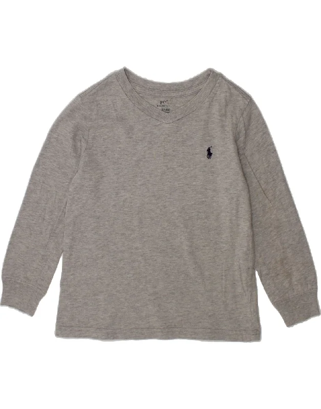 POLO RALPH LAUREN Girls Top Long Sleeve 3-4 Years Grey Cotton