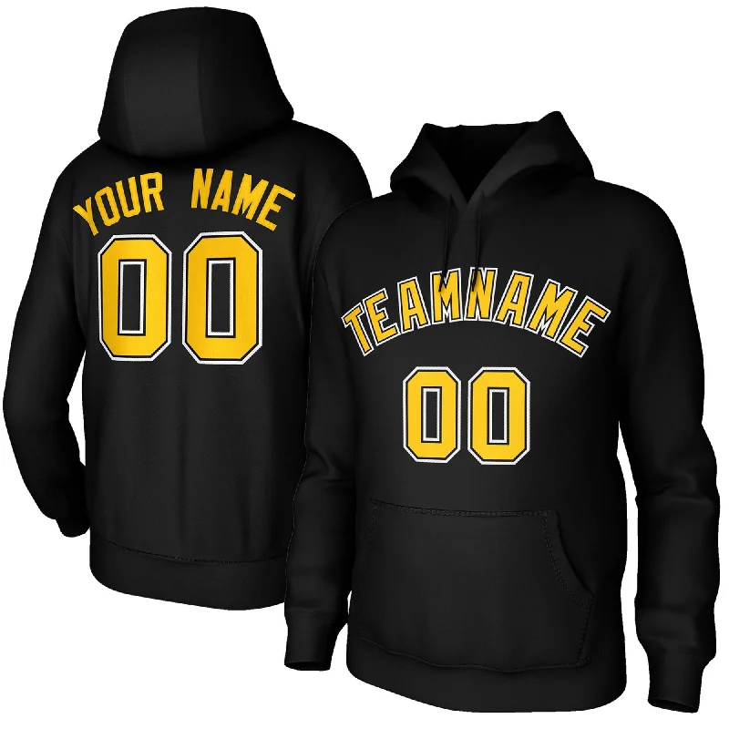 Custom Stitched Black Gold-White Classic Style Hoodie Training Uniform