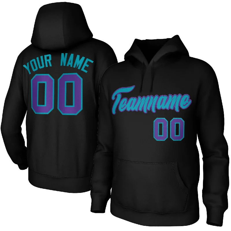 Custom Black Green-Purple Classic Style Personalized Uniform Pullover Hoodie