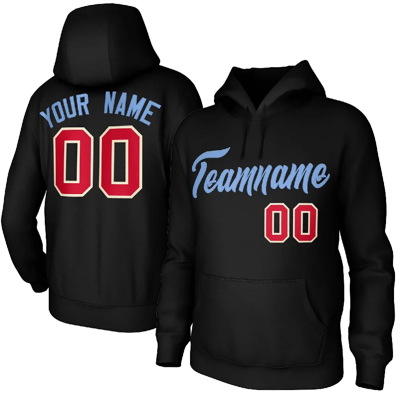 Custom Black-Light Blue Classic Style Personalized Uniform Pullover Hoodie