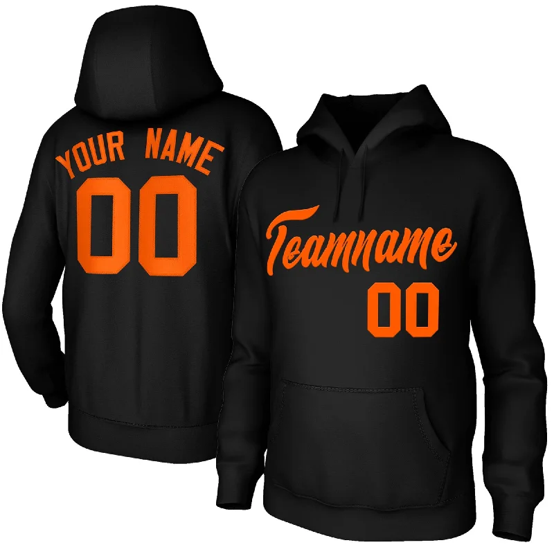 Custom Stitched Black Orange Classic Style Sweatshirt Pullover Hoodie