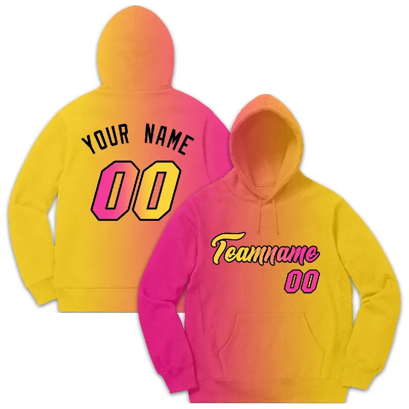 Custom Pink Yellow Gradient Fashion Casual Pullover Sweatshirt Hoodie