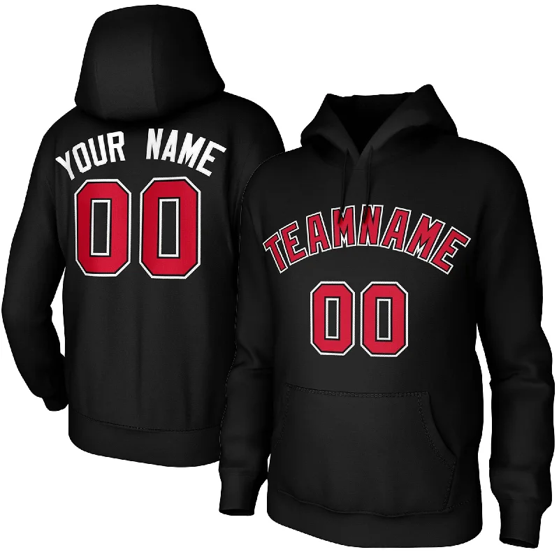 Custom Black Red-Black-White Classic Style Sweatshirts Uniform Pullover Hoodie