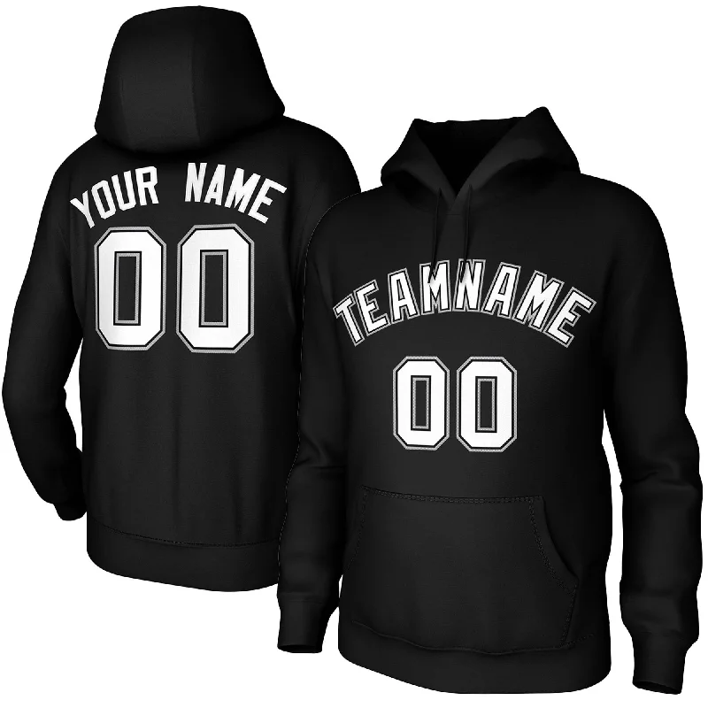 Custom Black White-Black-Gray Classic Style Sweatshirts Uniform Pullover Hoodie