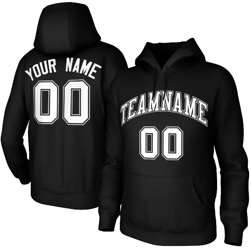 Custom Black White-Black-Gray Classic Style Training Uniform Pullover Hoodie