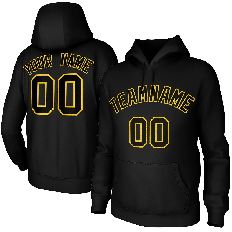 Custom Black Yellow Classic Style Sweatshirts Uniform Pullover Hoodie