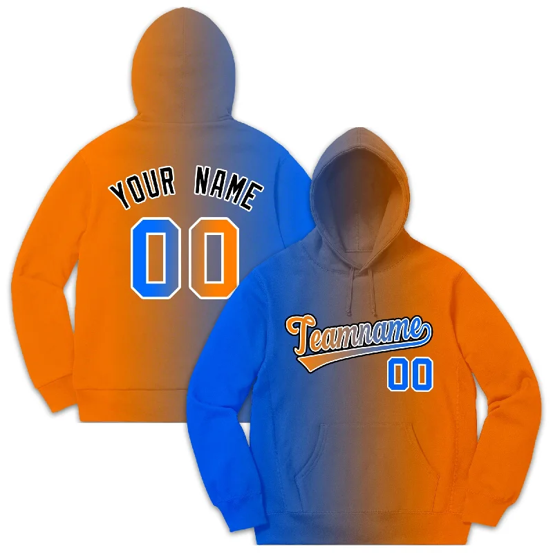 Custom Stitched Sportwear Royal Orange Gradient Fashion Casual Pullover Hoodie