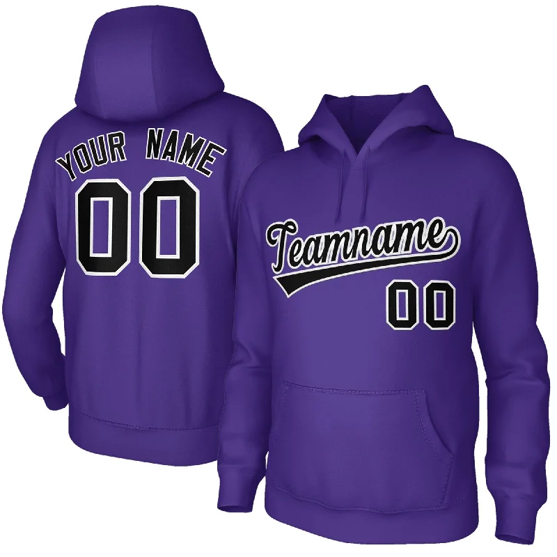 Custom Classic Style Hoodie Athletic Pullover Purple Sweatshirt