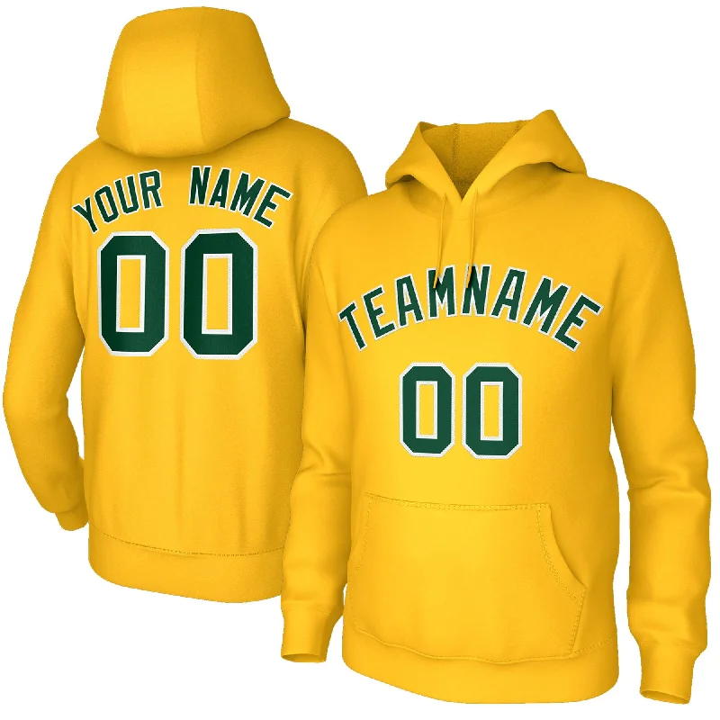 Custom Stitched Gold Green-White Classic Style Sweatshirt Pullover Hoodie