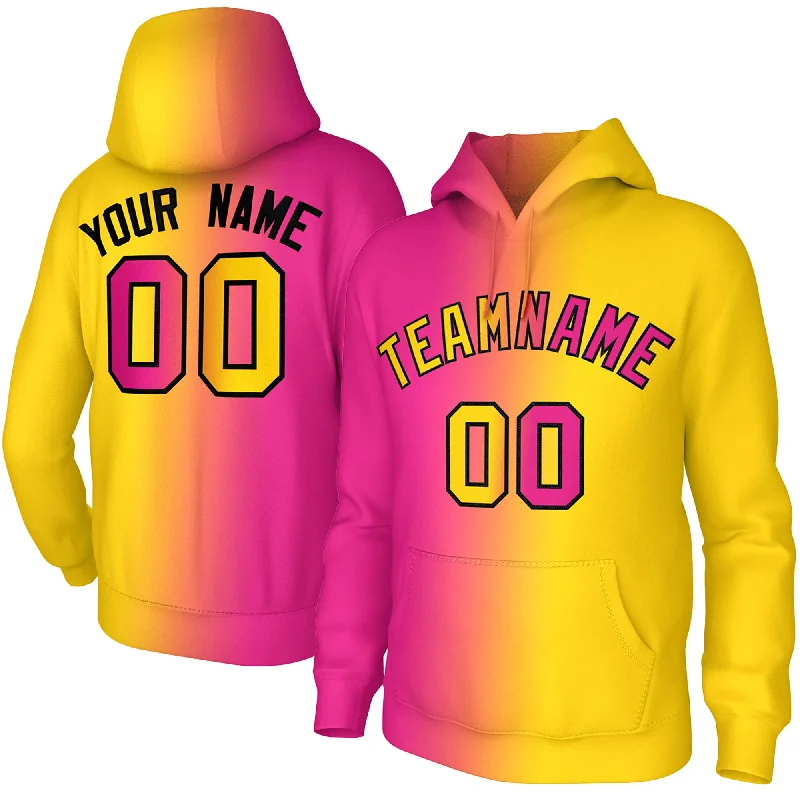 Custom Stitched Gold Pink Gradient Fashion Athletic Pullover Sweatshirt Hoodie