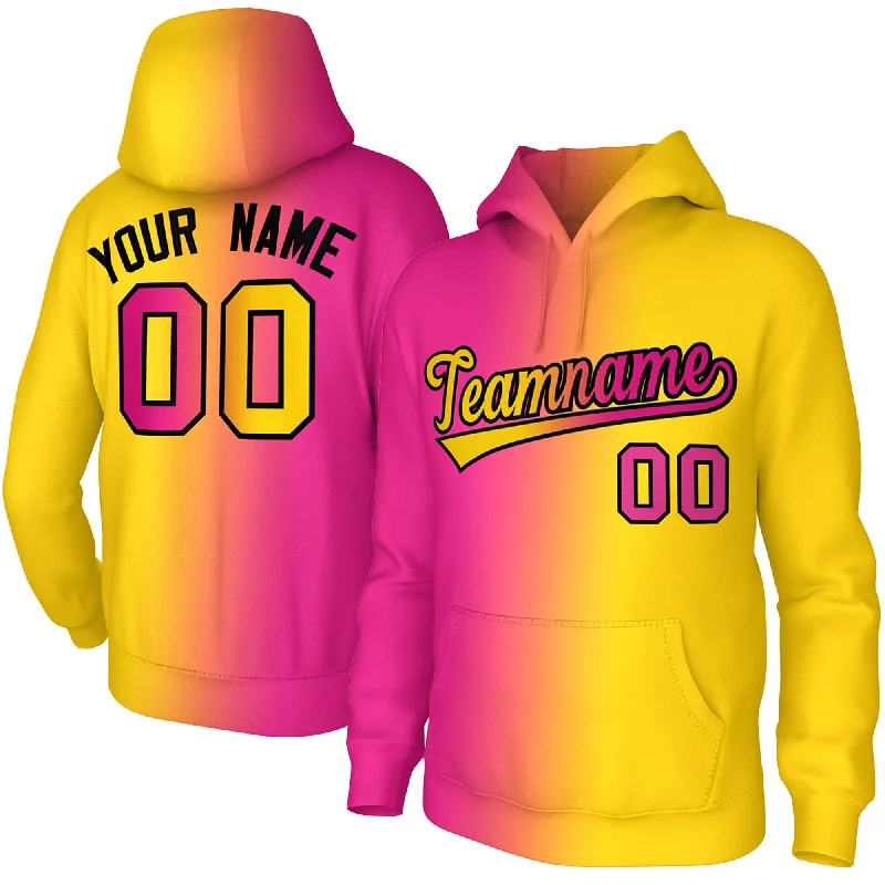 Custom Stitched Gold Pink Gradient Fashion Sports Pullover Sweatshirt Hoodie